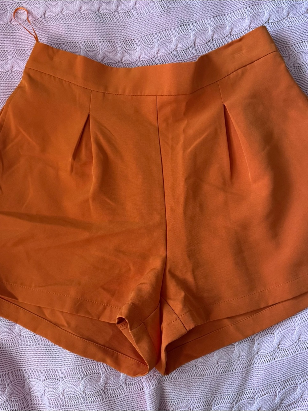 Sincerely Jules Orange High-Waist Pleated Shorts